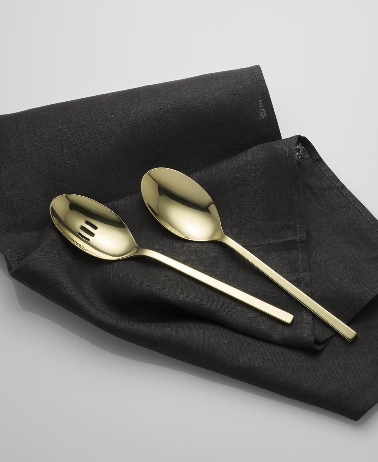 Oneida 895334 Allay Champagne Everyday Flatware 2 Piece Serving Spoon Set