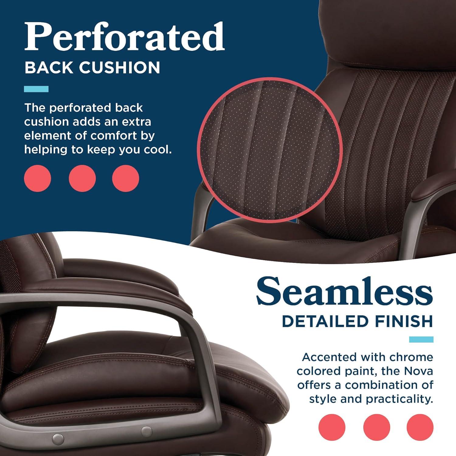 La-Z-Boy La-Z-Boy® Nova Executive Office Chair, Patented AIR Ergonomic Support Technology®, High-Back Premium Comfort & Support, Vegan PU Leather