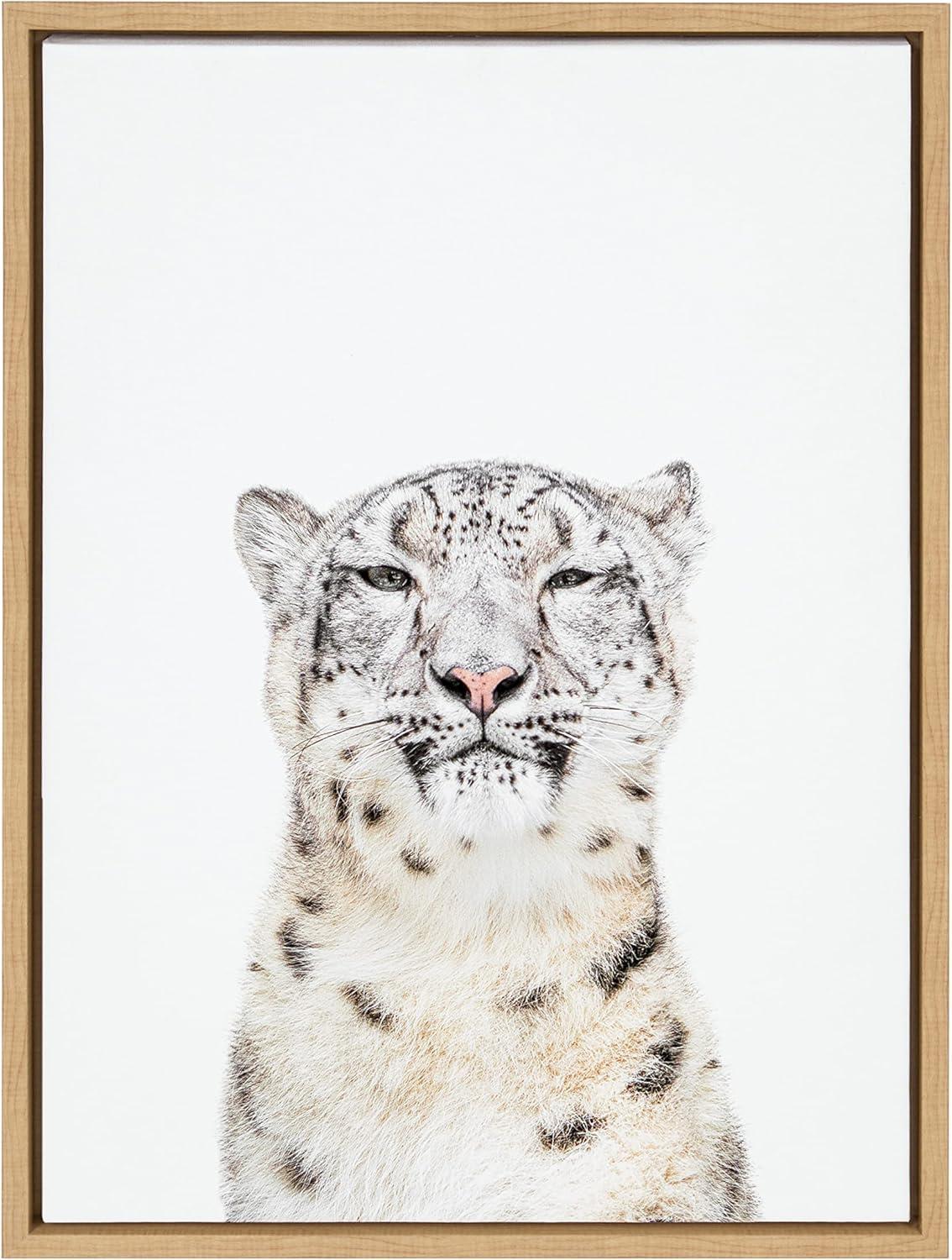 18" x 24" Sylvie Snow Leopard Portrait Framed Canvas by Amy Peterson - Kate & Laurel All Things Decor