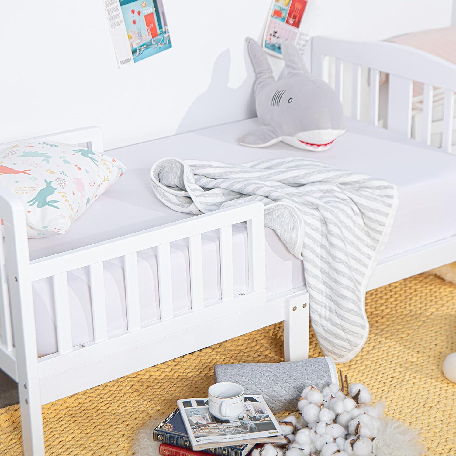 Brushed Microfiber Fitted Crib Sheet, Super Soft and Cozy Crib Sheet for Boys, Girls, 28x52 Inches, White - NTBAY