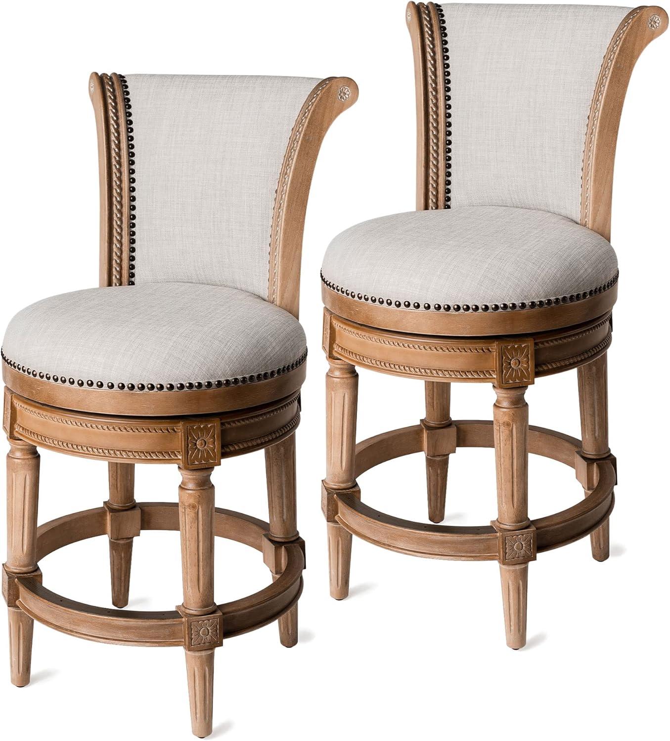 Maven Lane Pullman Swivel Upholstered Kitchen Stool, Set of 2