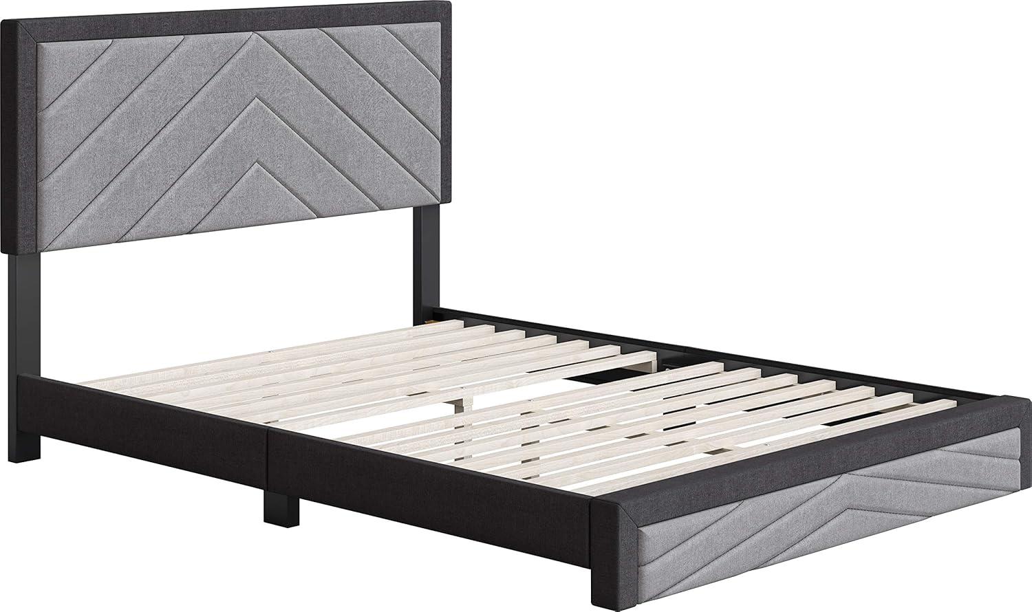 Boyd Sleep Barcelona Linen or Faux Leather Upholstered Platform Bed Frame with Adjustable Headboard, Heavy Duty Slat Support System, No Box Spring Required - Boyd Sleep
