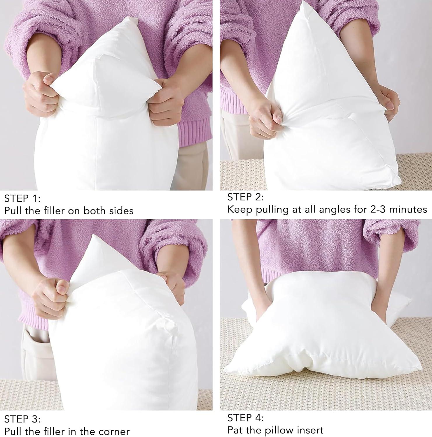 A1 Home Collections Pilow Pack of 4 Down Alternative Throw Pillow Inserts, 18x18 Inch, White 4 Count