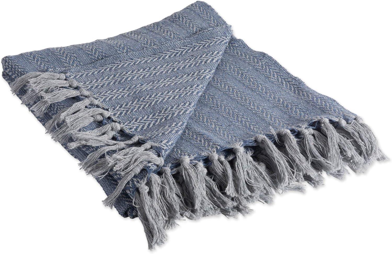 DII French Blue Tonal Textured Throw