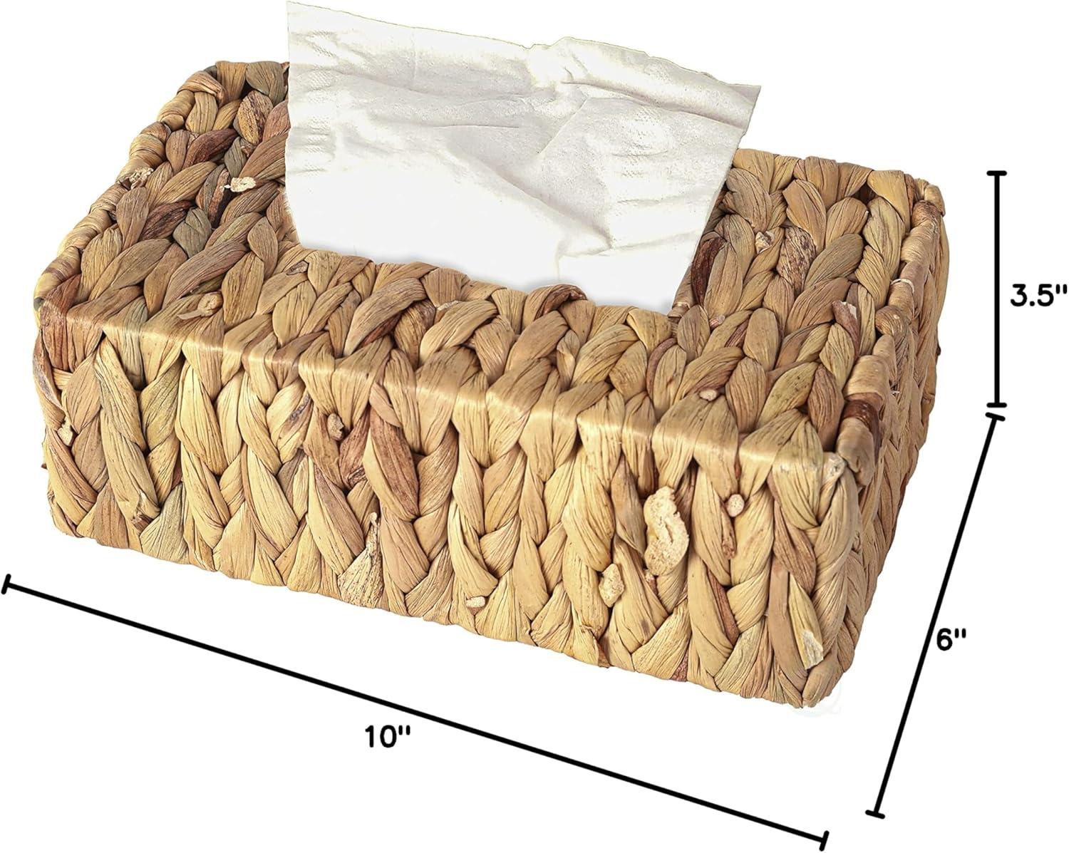 Natural Water Hyacinth Wicker Rectangular Tissue Box Cover