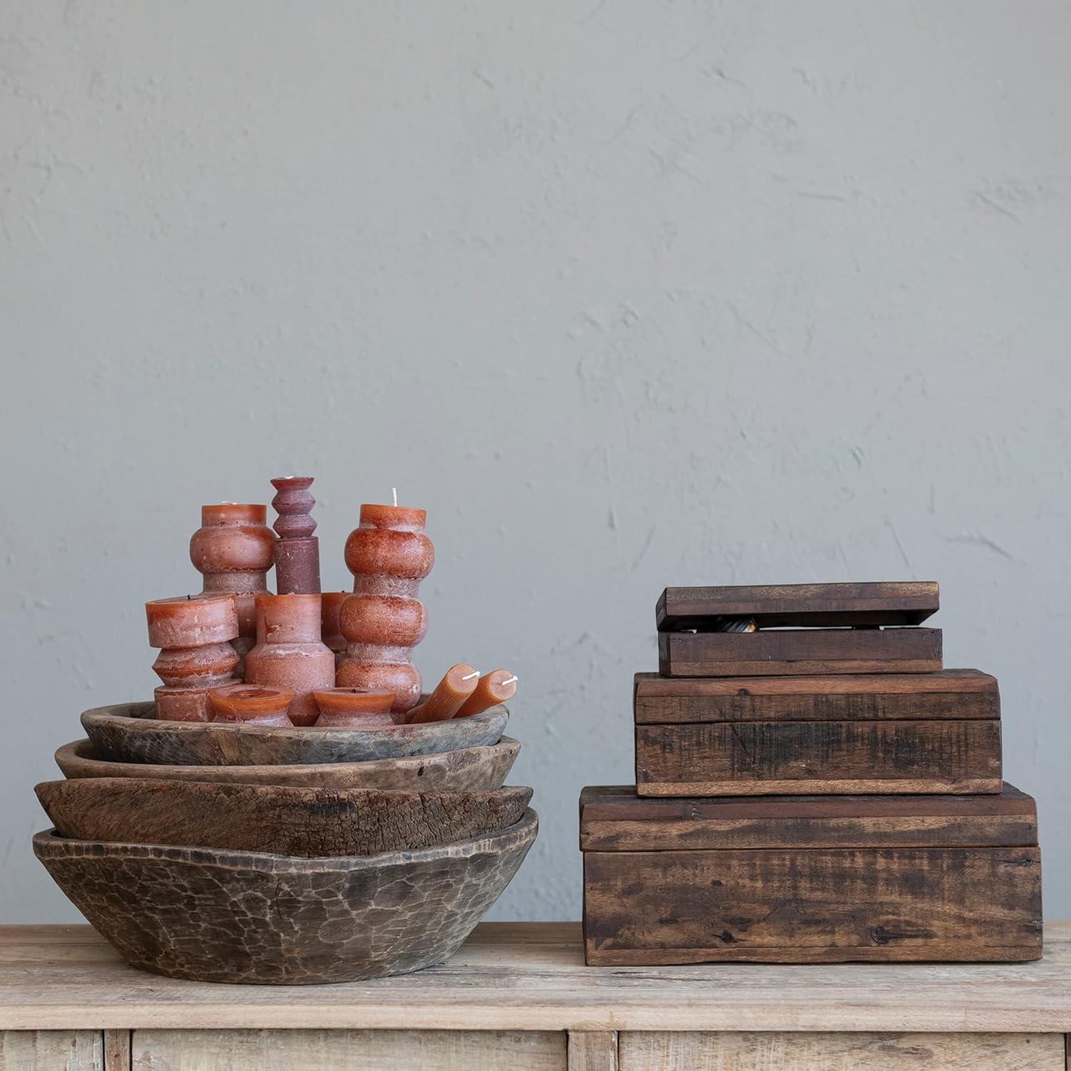 Set of 3 Reclaimed Natural Wood Storage Boxes