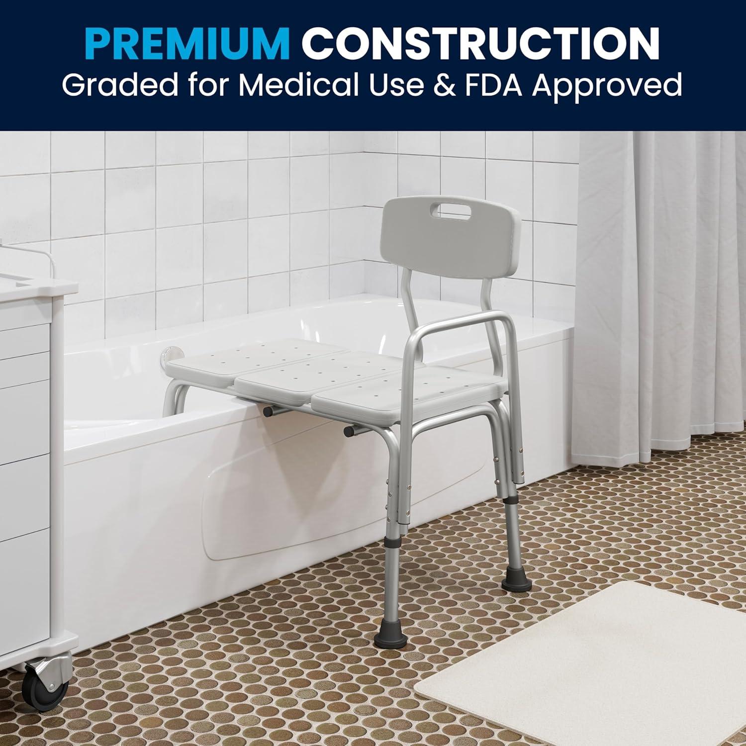 Phoebe Aluminum Height Adjustable Medical Shower Transfer Bench