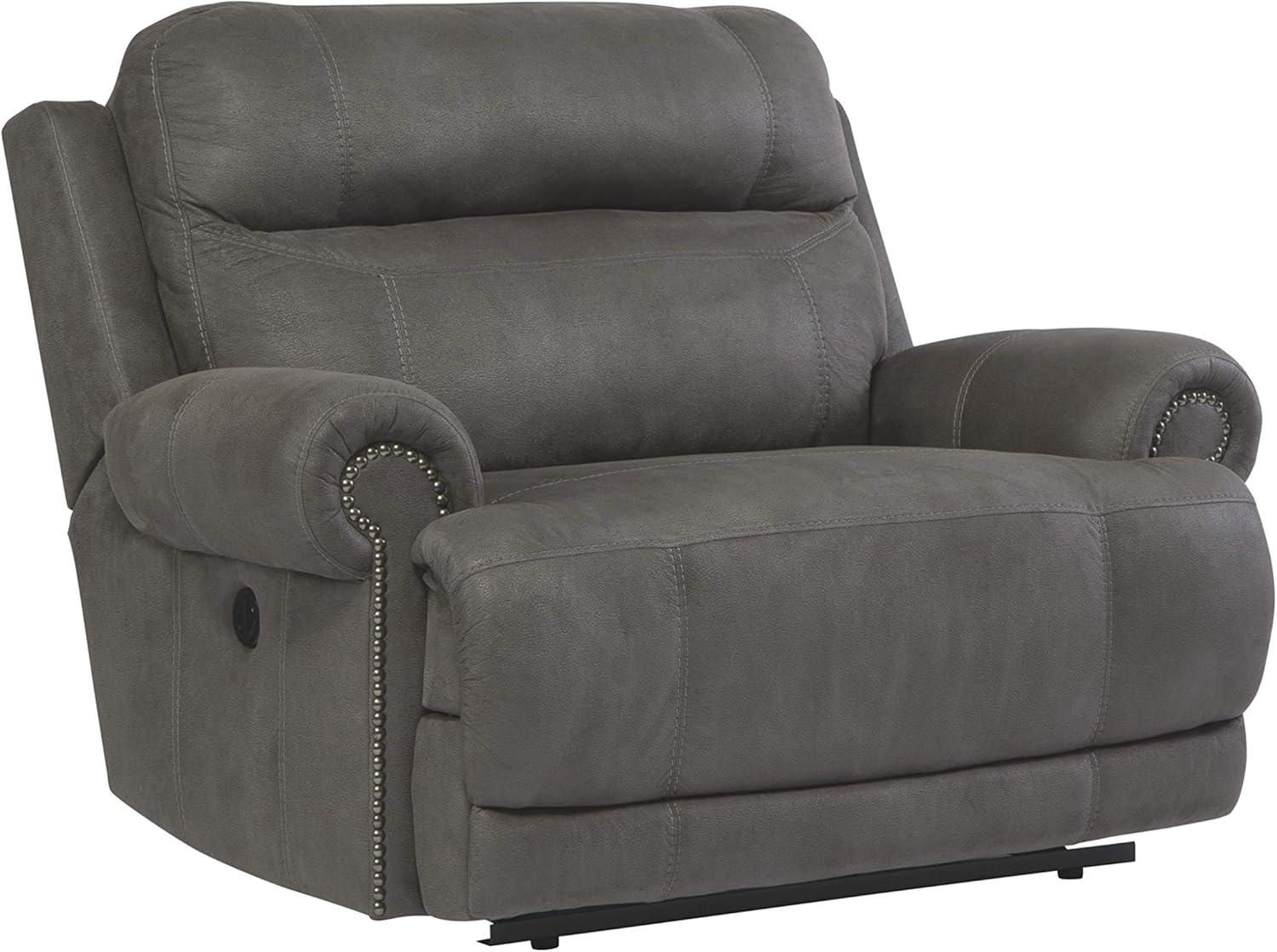 Signature Design by Ashley Austere Faux Leather Zero Wall Recliner in Gray