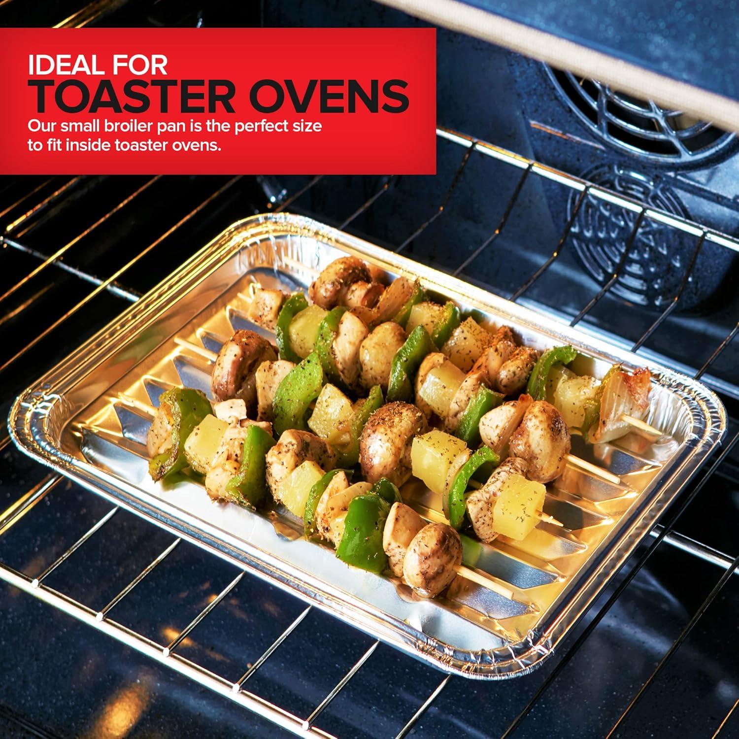 Disposable Aluminum Foil Broiler Pans (10 Pack) - Broiler Drip Pans for Oven - Durable Broiling Pans with Ribbed Bottom Surface for BBQ Grill Like Texture - 13x9 Inch Broiler Pan