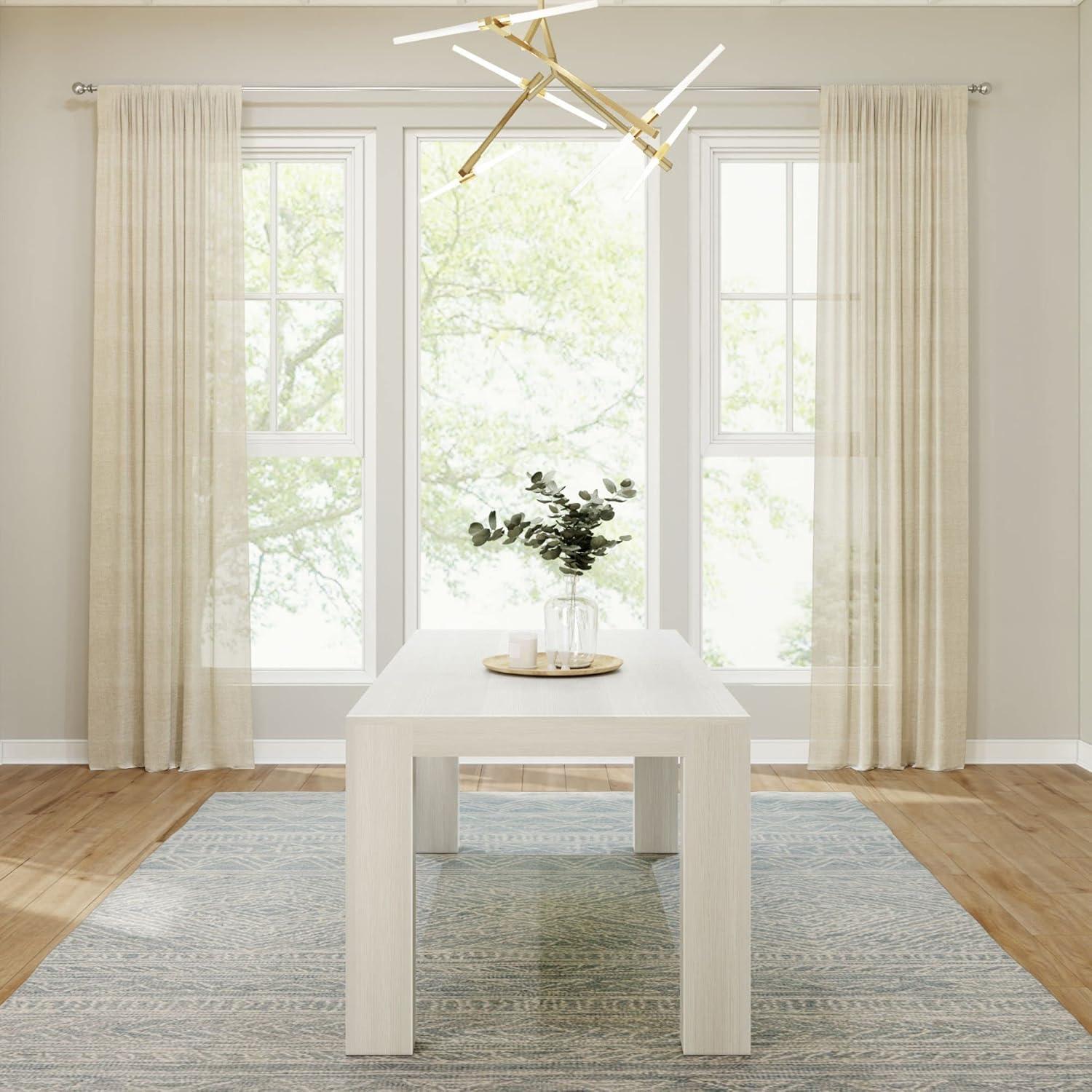 Plank+Beam 72" Modern Dining Table for 6, Solid Wood Rectangular Dining Table for Kitchen/Dining Room, White Wirebrush