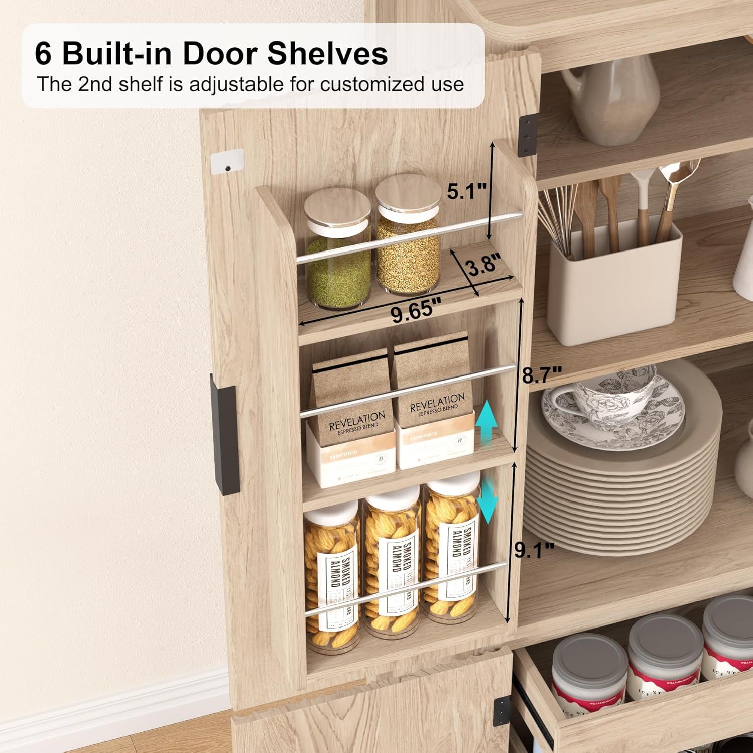 Latitude Run® HOMCOM 41" Modern Kitchen Pantry Freestanding Storage Cabinet With Double Doors Adjustable Shelves For Living Room - White