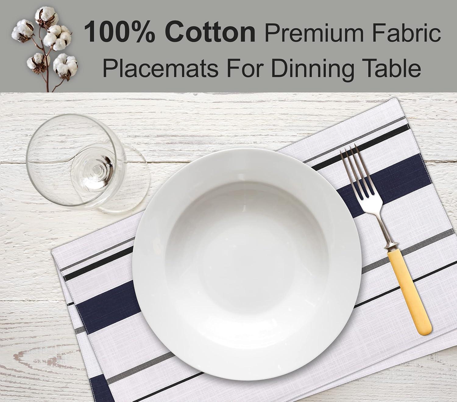 Dining Table Rectangle Placemats 100% Cotton Multi Pattern 13x19 Inches (Set of 6)