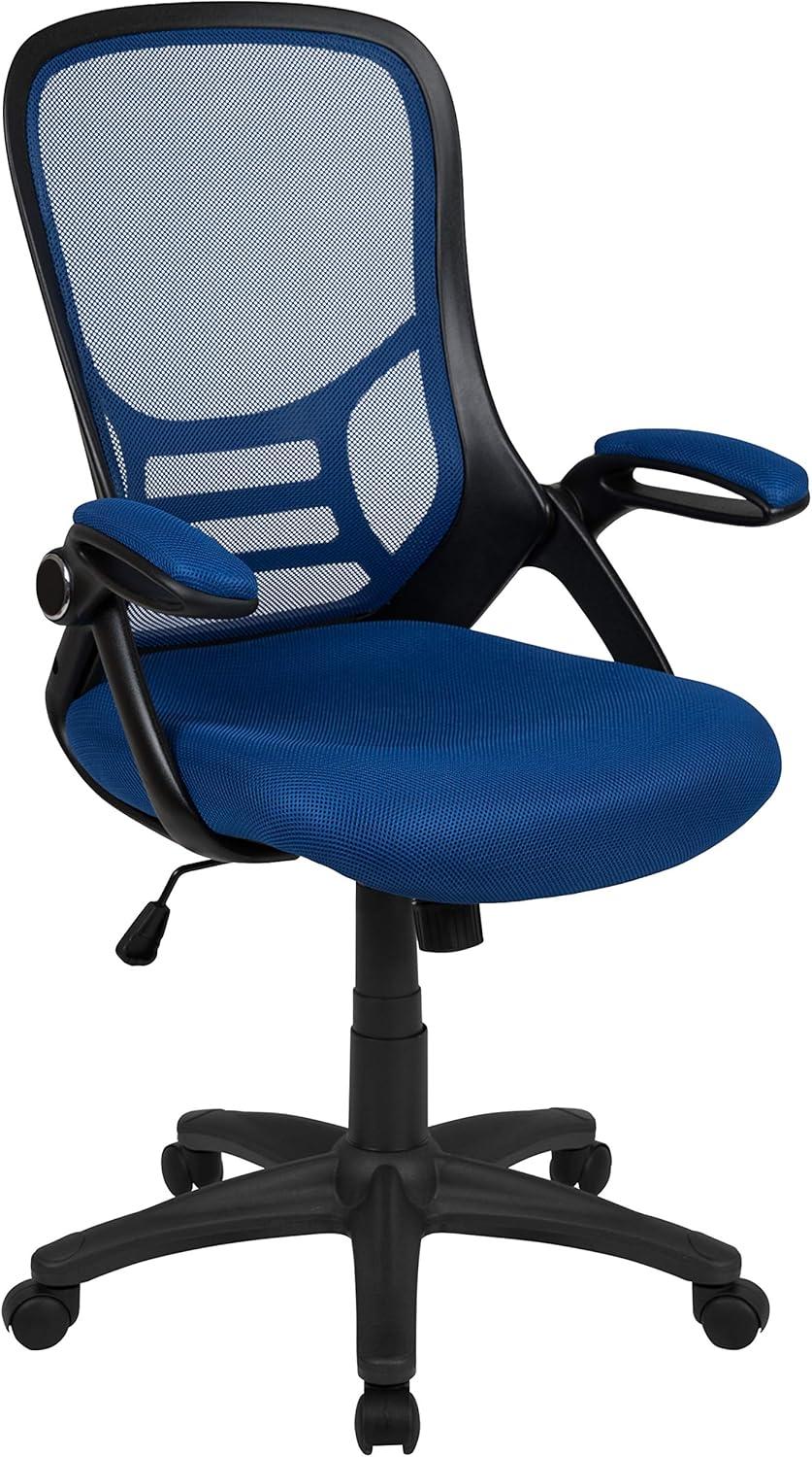 Ultra-Comfort High-Back Blue Mesh Swivel Executive Chair with Adjustable Arms