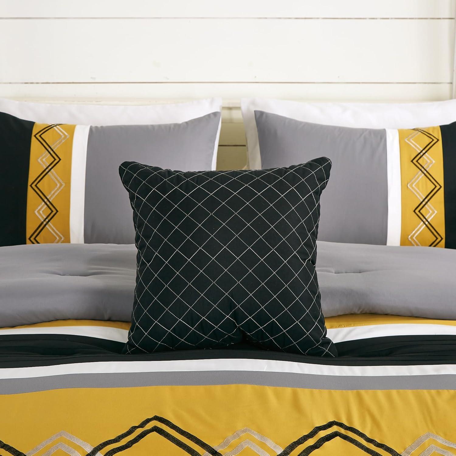 Chezmoi Collection Microfiber Modern & Contemporary 7 Piece Comforter Set