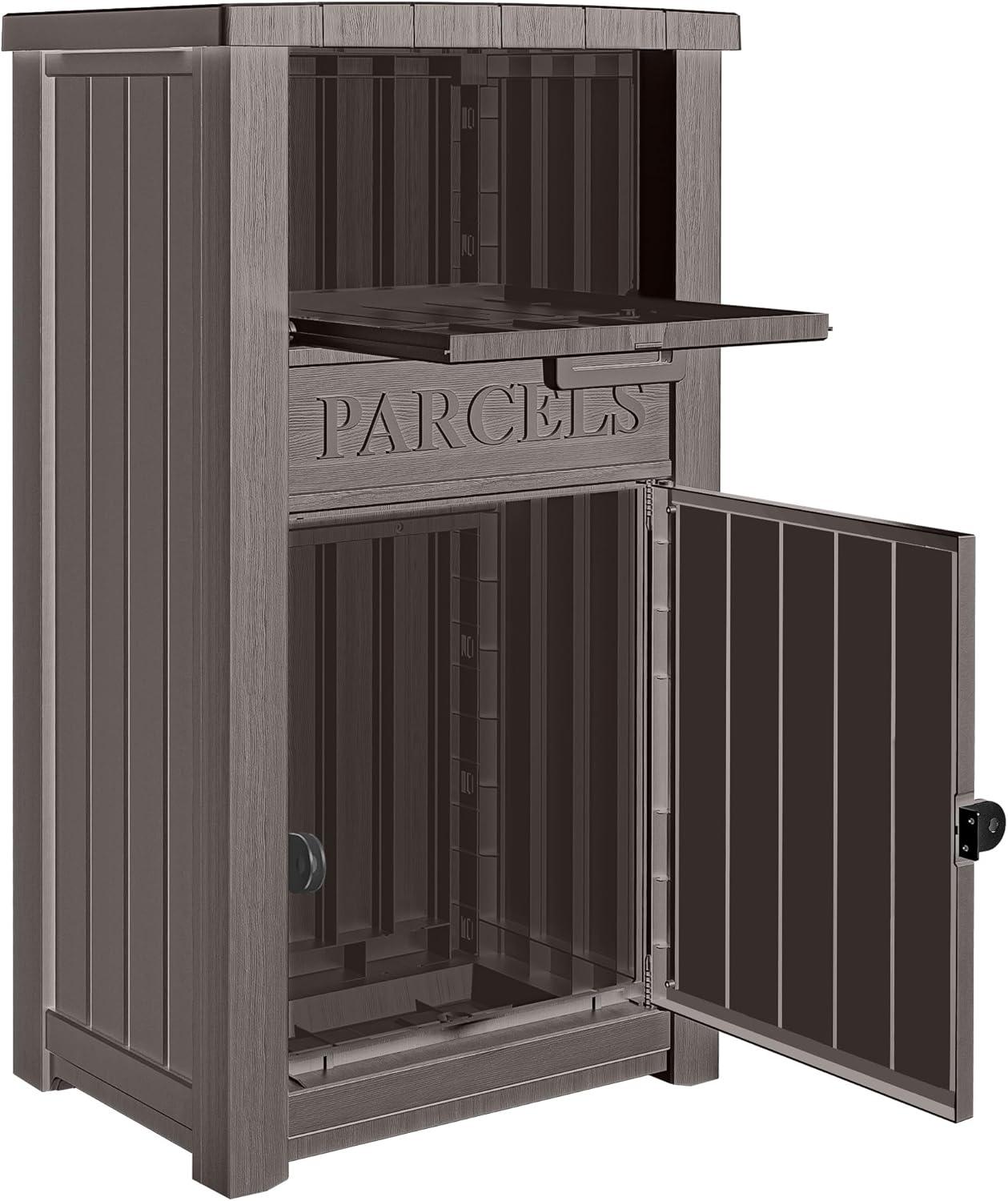 LHBcraft Resin Package Drop Box, Lockable Package Delivery and Outdoor Storage Box
