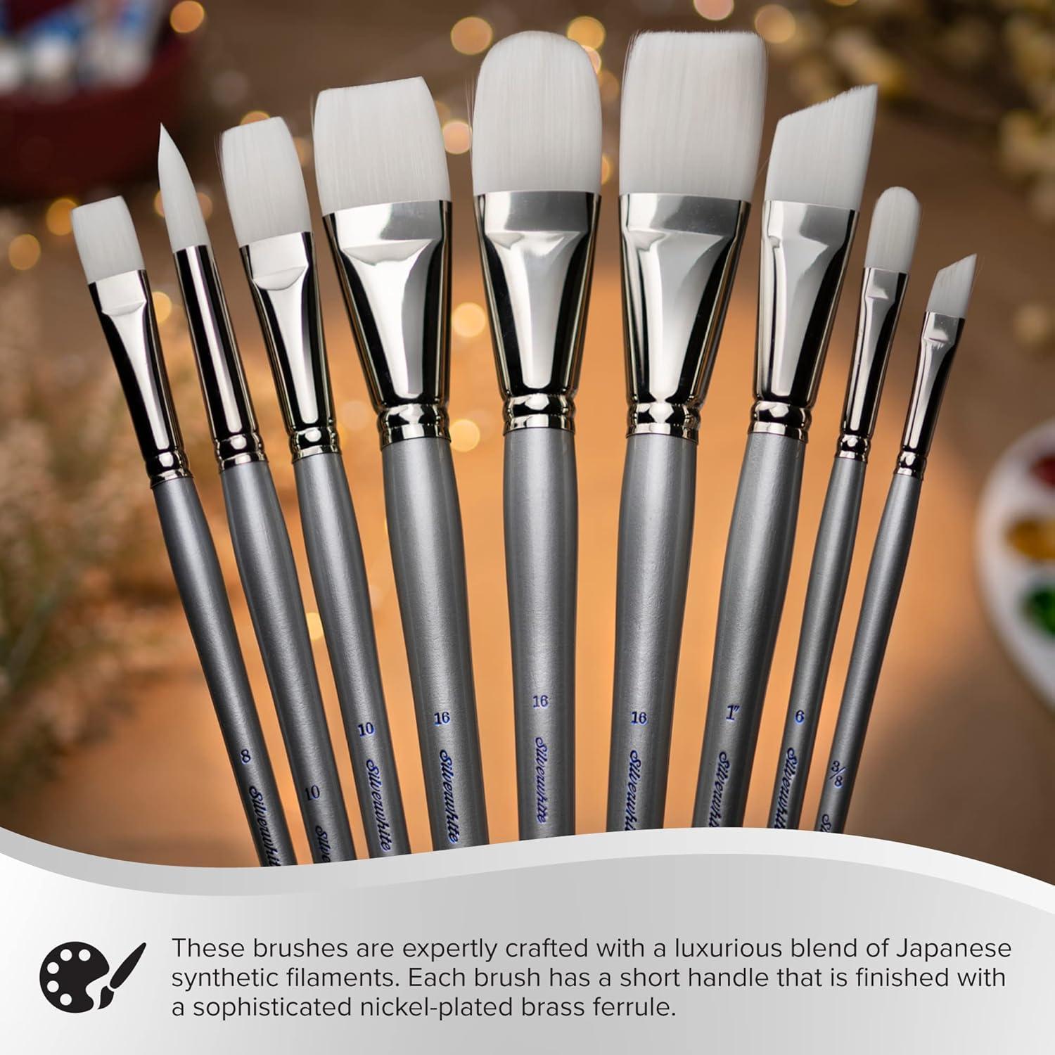 Silver Brush Limited 1514S -1 Silverwhite Edgewater Wash Paintbrush for Watercolor, Gouache, Inks, Dyes, Fluid, & Flow Acrylic, Size 1 Inch, Short Handle