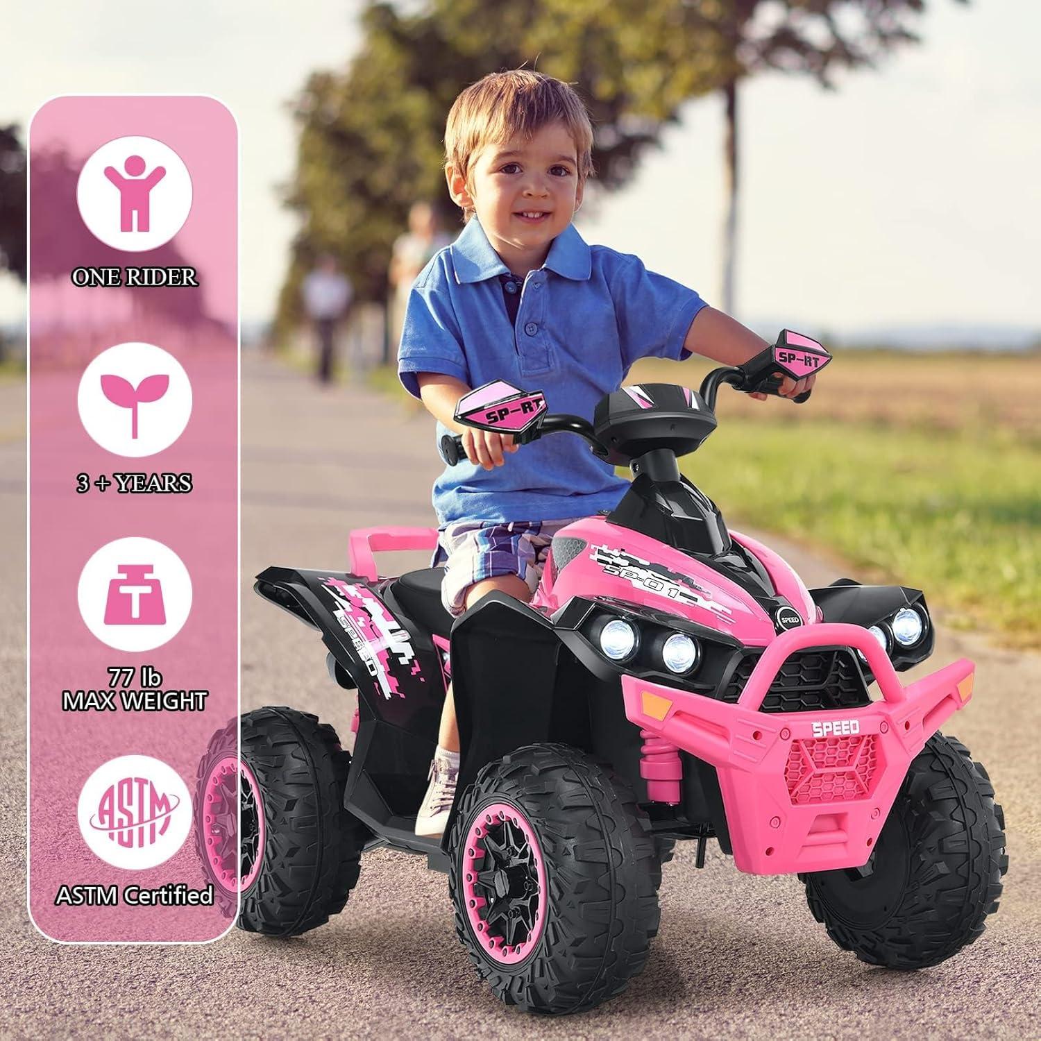 Infans 12V Battery Powered Kids Ride On ATV Electric 4-Wheeler Quad Car w/ MP3 & Light