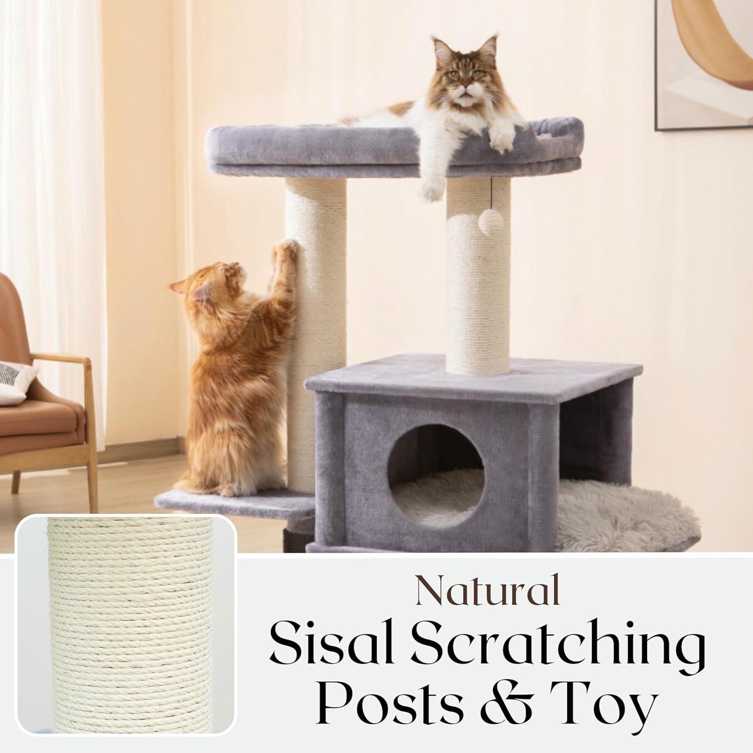 57" Cat Tree with Condo and Rubber Groomer