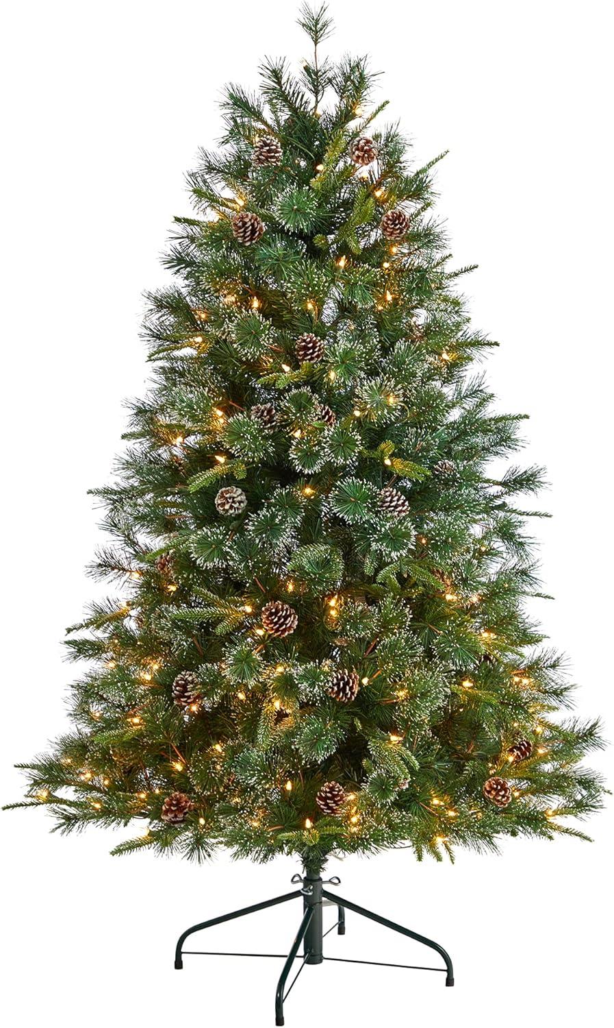 Nearly Natural 4-ft Snowed Tipped Clermont Pine Artificial Christmas Tree