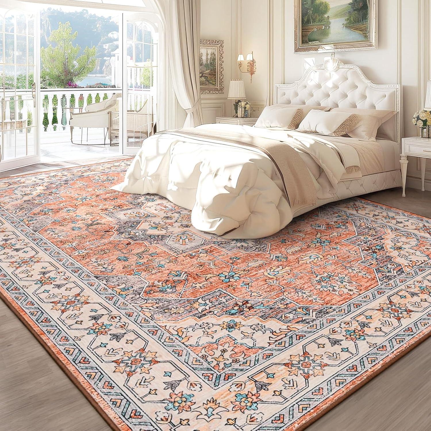 Nuloom Zara Medallion 4x6 Indoor Area Rug for Living Room Bedroom Dining Room Kitchen, Rust/Blue
