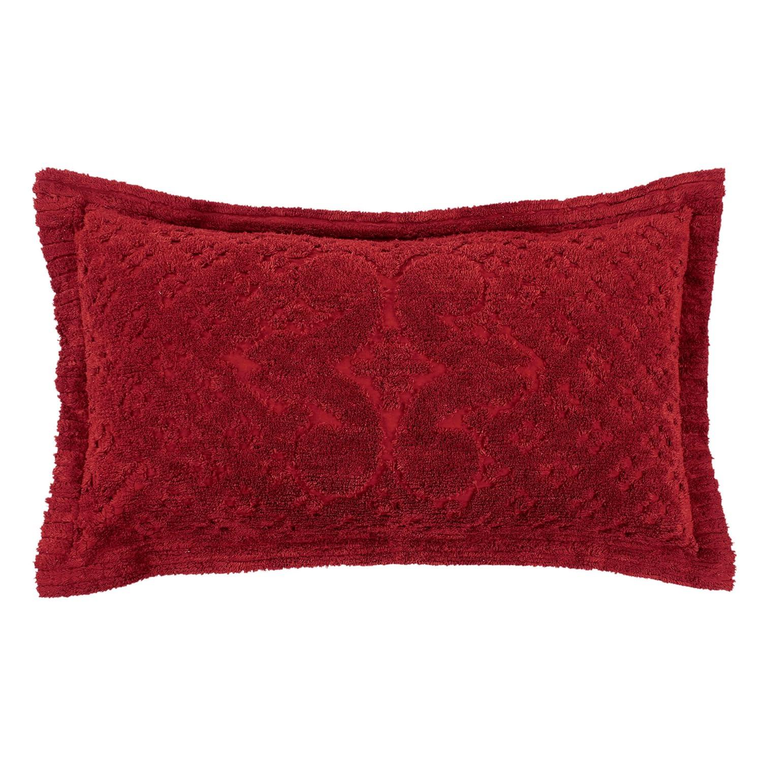 King Ashton Collection 100% Cotton Tufted Unique Luxurious Medallion Design Pillow Shams Burgundy - Better Trends