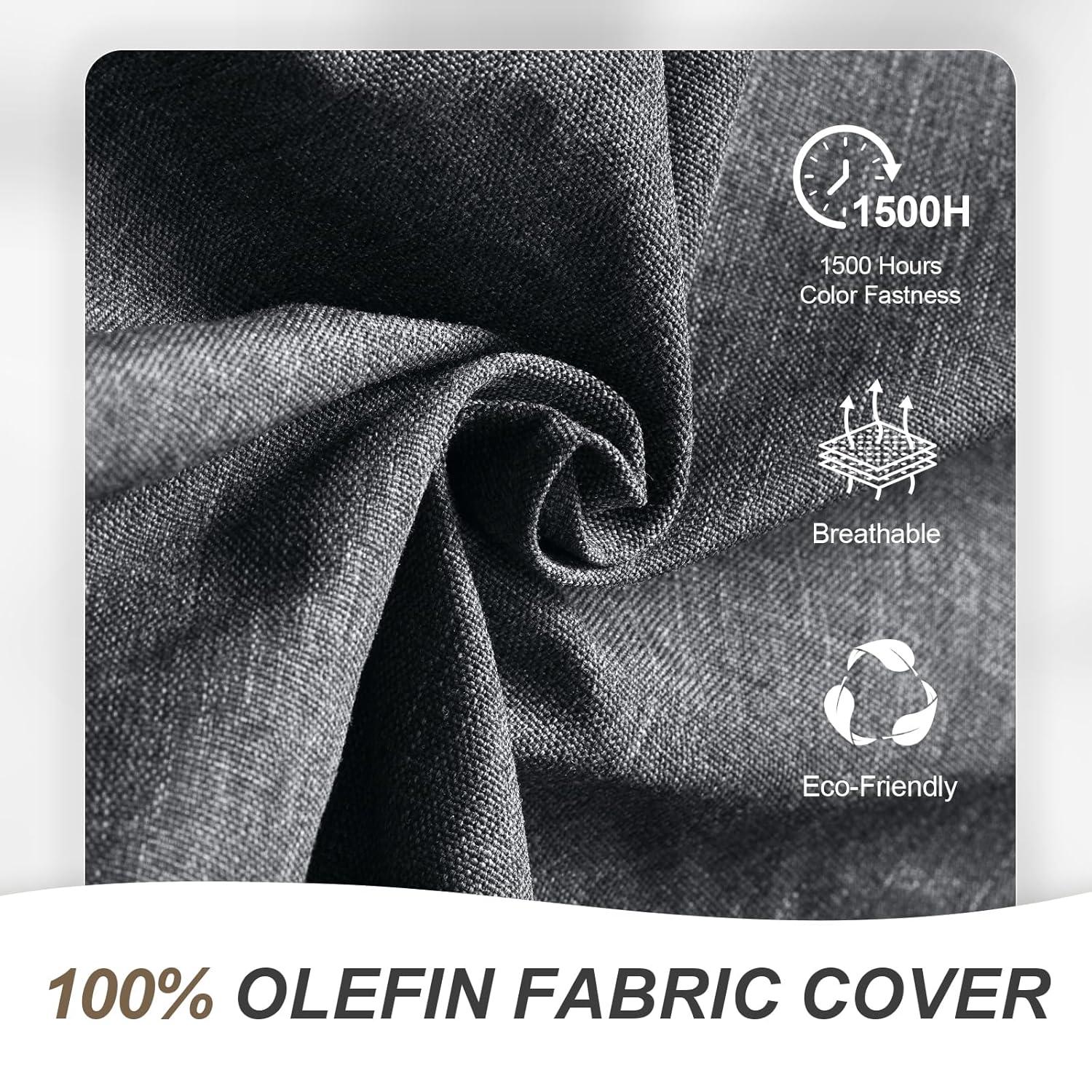 BPS 20 x 20 Inch Outdoor Chair Cushion - Olefin Fabric with Slipcover & Sponge Foam for Patio Furniture, Set of 4, Charcoal