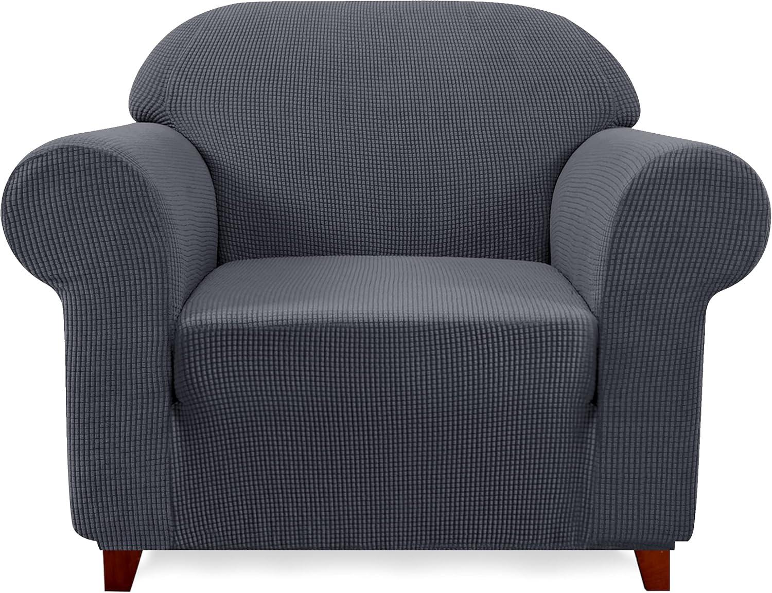 Subrtex Stretch 1-Piece Textured Grid Slipcover Sofa Cover, Gray