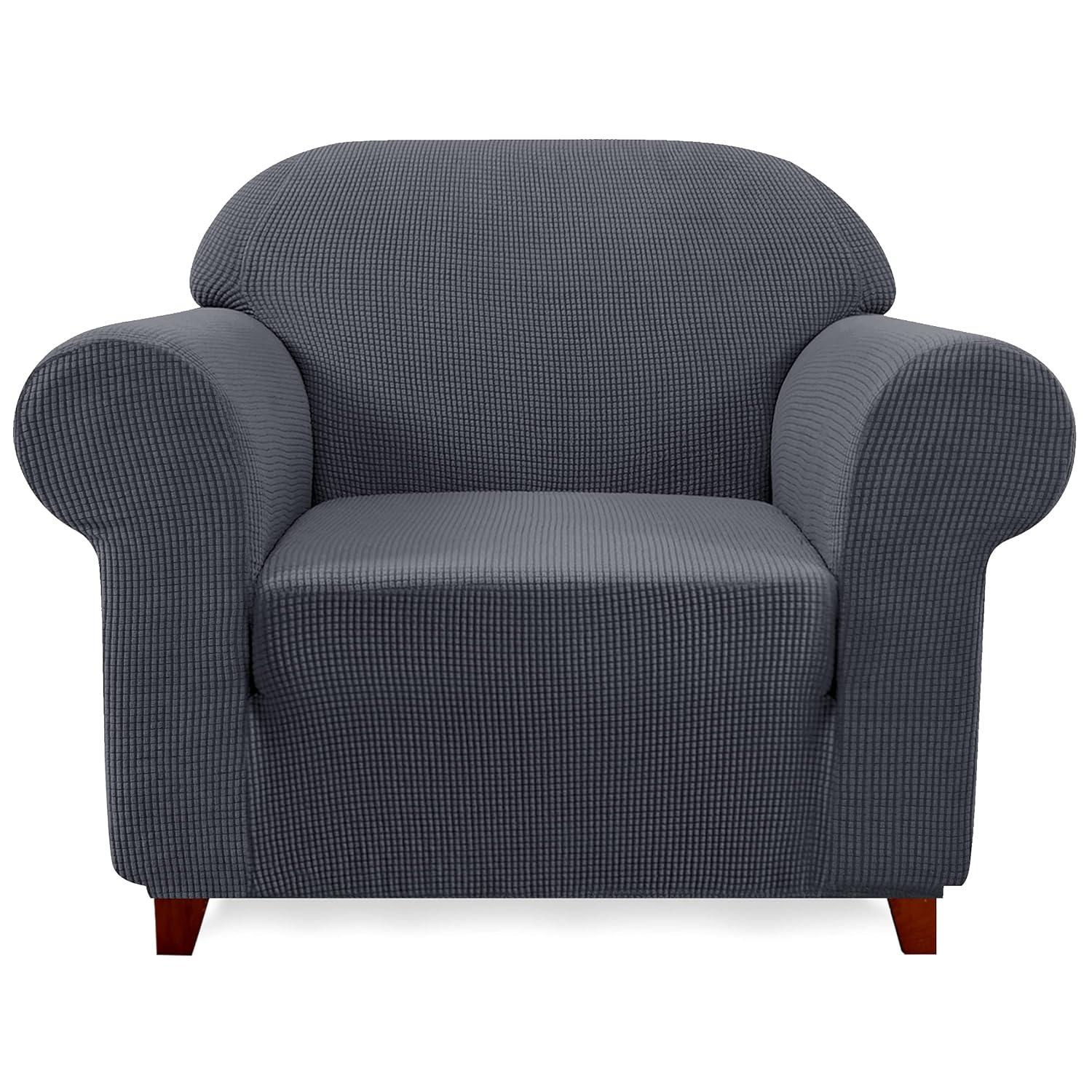 Subrtex 1-Piece Stretch Sofa Slipcover Non Slip Couch Cover (Sofa, Gray) Large/3-Seater: 72-92 inches wide