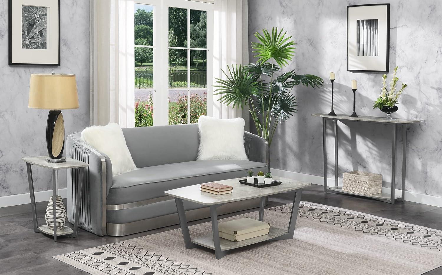 Convenience Concepts Graystone Coffee Table with Shelf, Faux Birch/Slate Gray