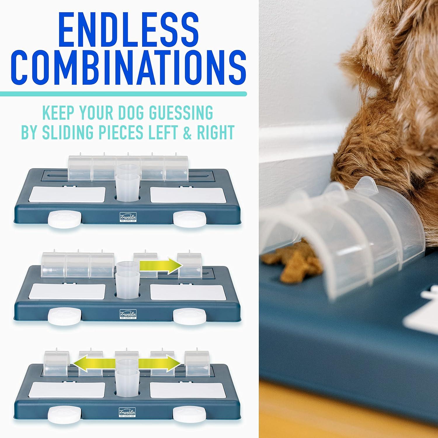 Franklin Pet Supply Interactive Dog Toy + Puzzle Feeder - Dog Food + Treat Puzzle Game Set for Small, Medium + Large Dogs - Enrichment Training Toy + Slow Feeder for All Dogs