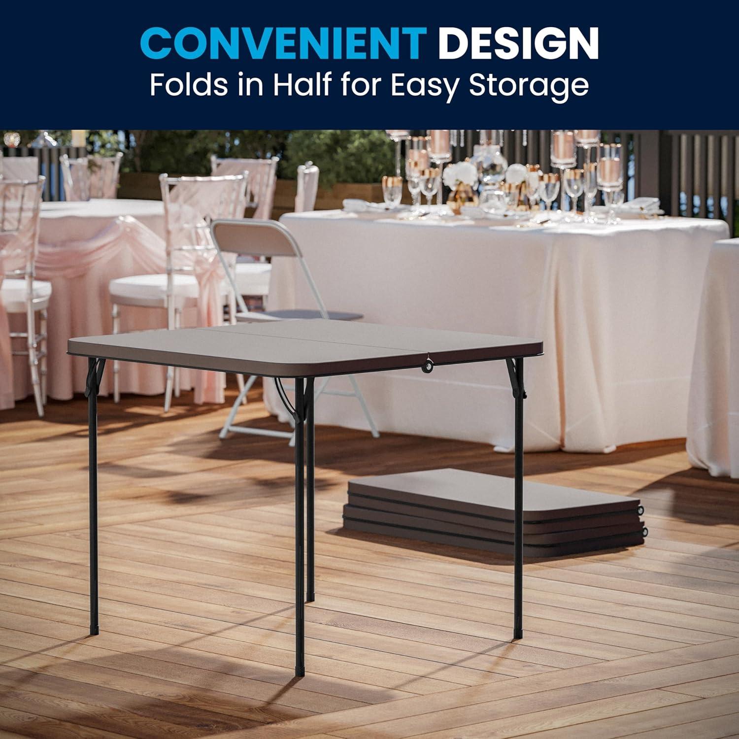 Noah 2.83' Square Plastic Folding Event Table with Carrying Handle by Flash Furniture