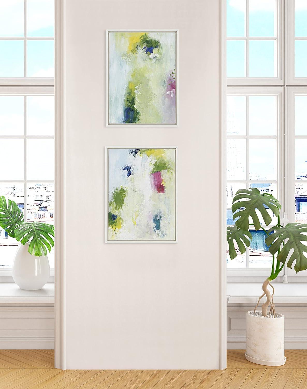 Kate and Laurel Sylvie Dreamy Maple Forest I and II Framed Canvas Wall Art Set by Nikita Jariwala, 2 Piece Set 18x24 White, Soft Abstract Brushstrokes Art Set for Wall Decor