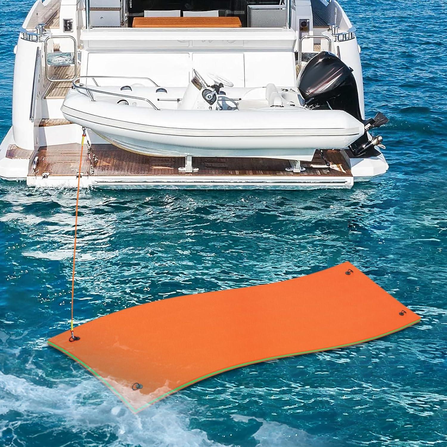 Bring Home Furniture 18x6 ft Floating Mat 10ft Bungee & Storage Straps 1500lb Capacity UV-Resistant XPE Foam Hi-Vis Safety​​