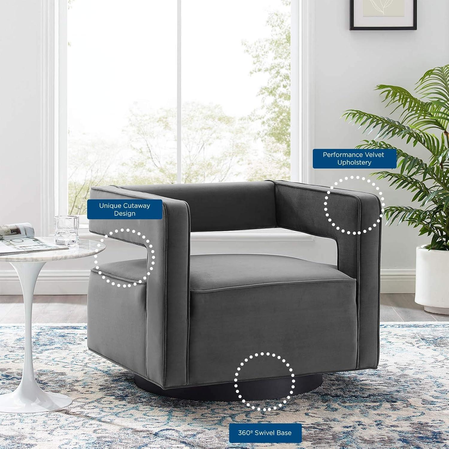 Booth Performance Velvet Swivel ArmchairGray