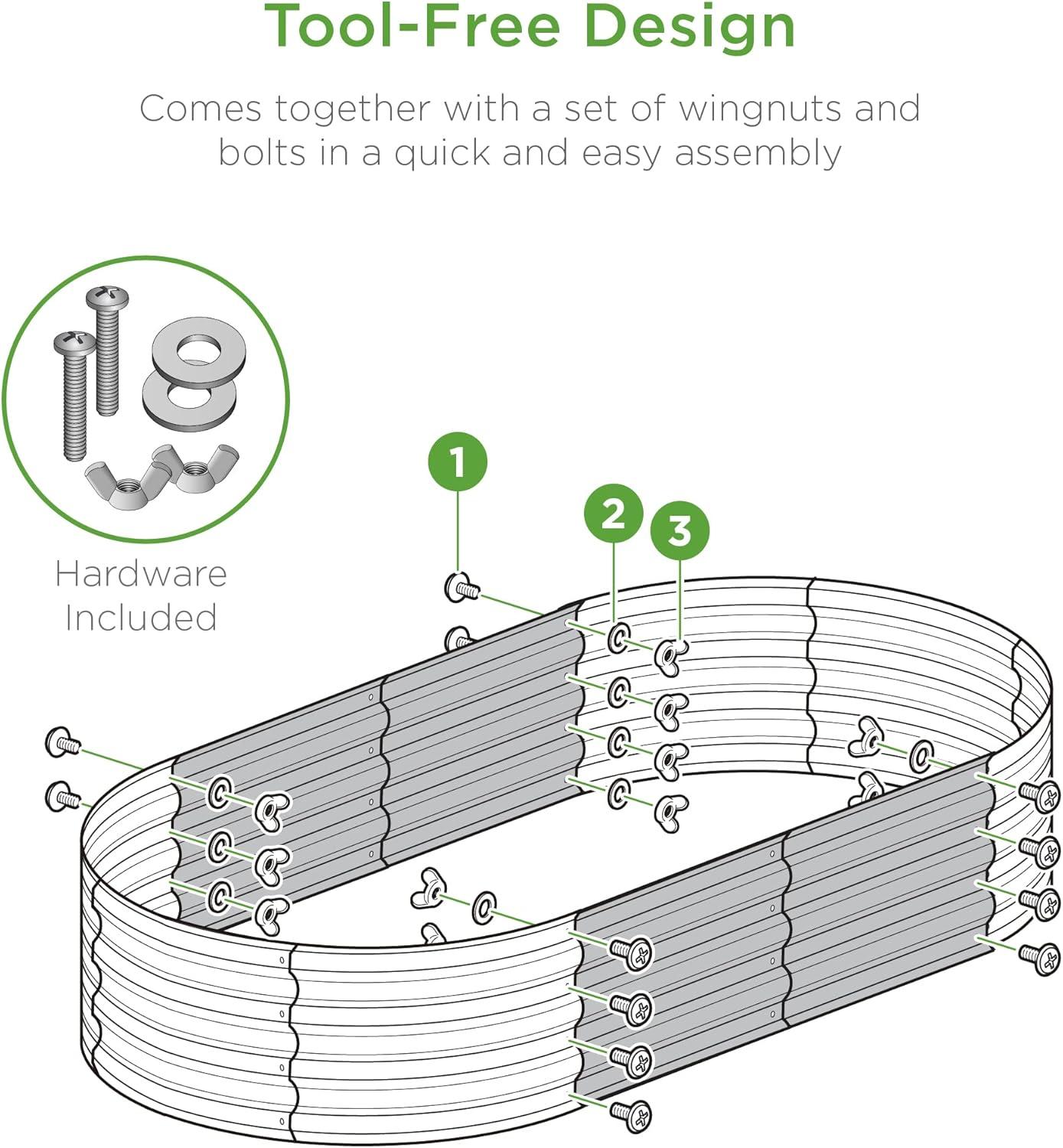 Best Choice Products 4x2x1ft Outdoor Raised Metal Oval Garden Bed, Planter Box for Vegetables, Flowers