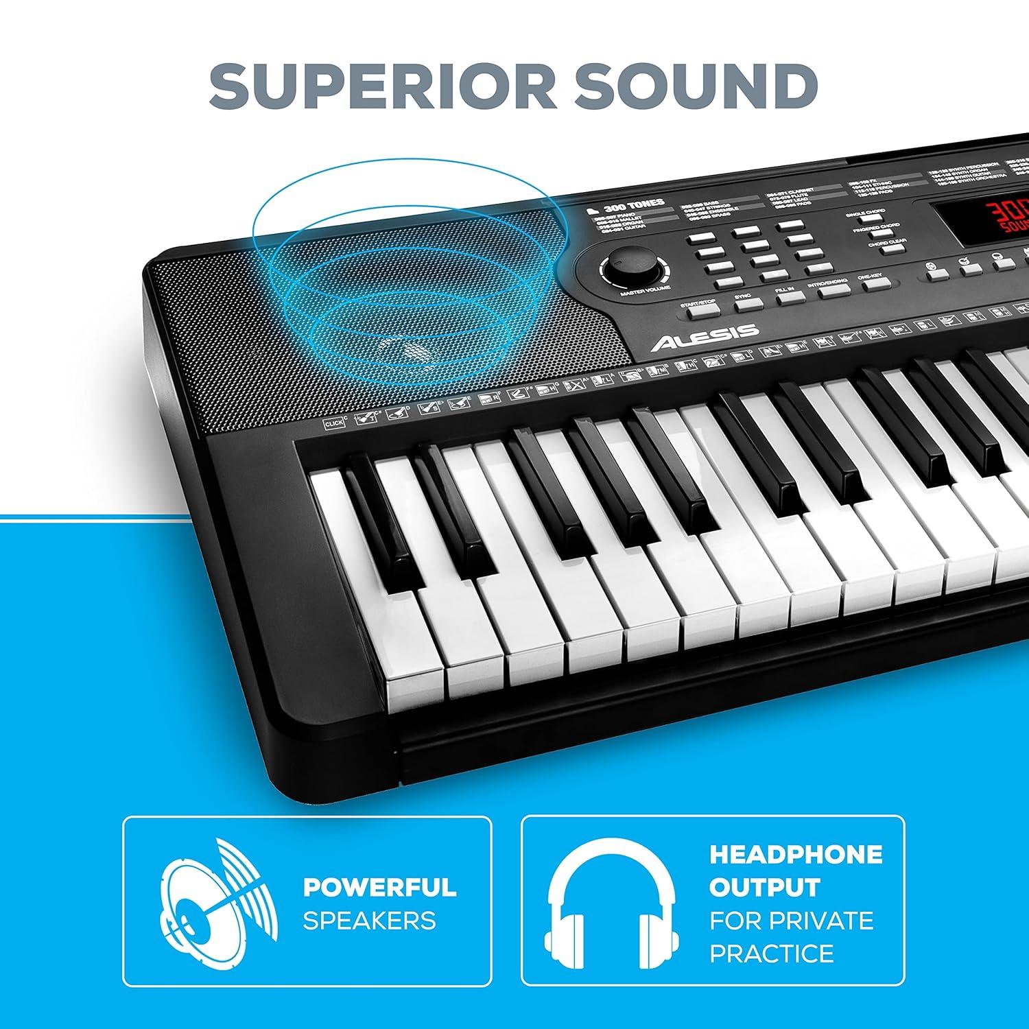 Alesis Melody 54 - Electric Keyboard Digital Piano with 54 Keys, Speakers, 300 Sounds, 300 Rhythms, 40 Songs, Microphone and Piano Lessons