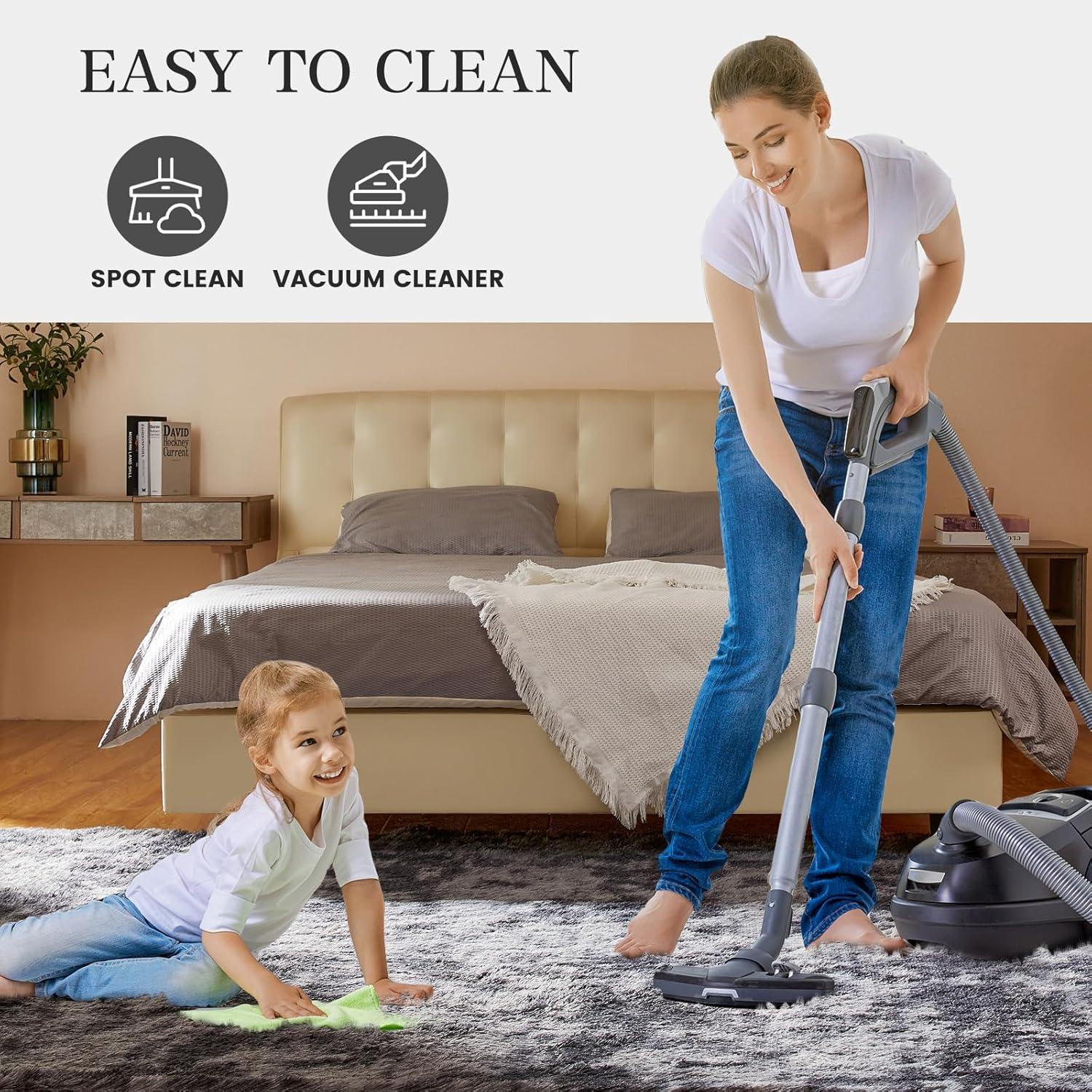 9X12 Feet High Pile Tie-Dye Rug, Dark Grey, Area Rug for Living Room, Plush Shag Carpet for Kids Room, Extra Large Fuzzy Rug, Soft Home Decor