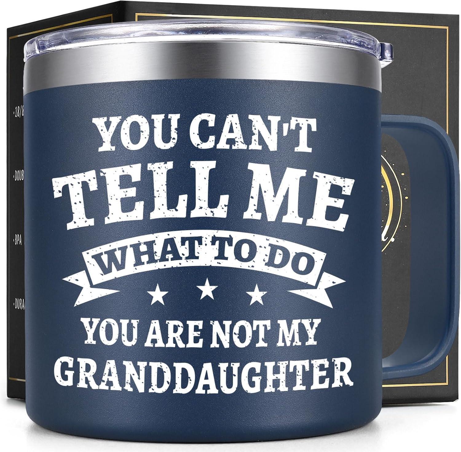 Best Grandpa Gifts for Christmas - 14Oz Grandpa Mug (Black) - You Are Not My Granddaughter -