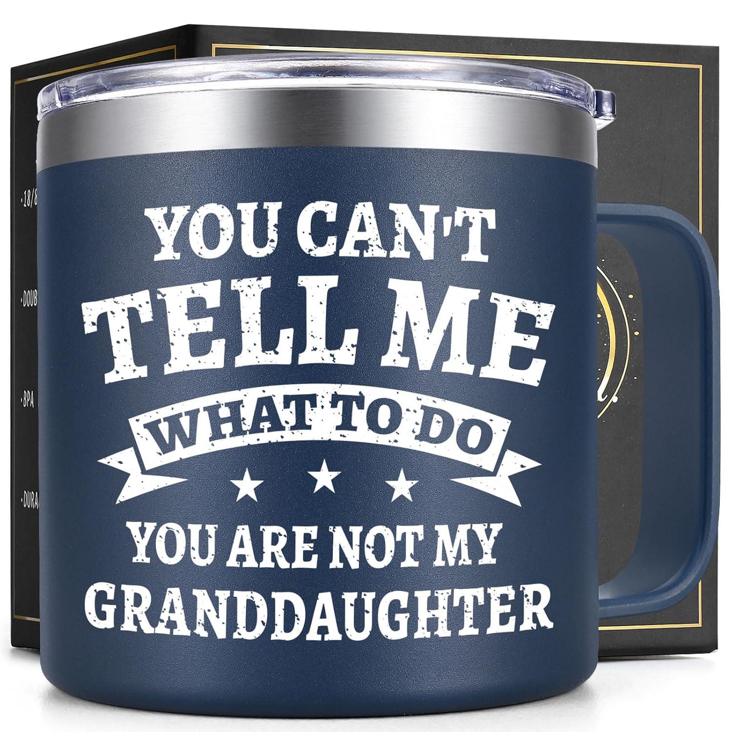 Best Grandpa Gifts for Christmas - 14Oz Grandpa Mug (Black) - You Are Not My Granddaughter -