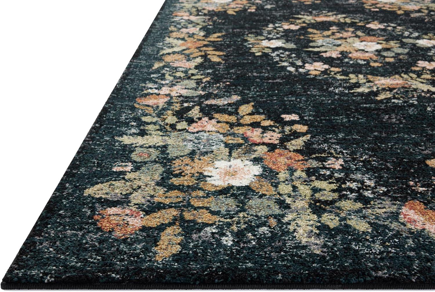 Navy Floral Medallion Synthetic 3'-11" x 5'-7" Area Rug