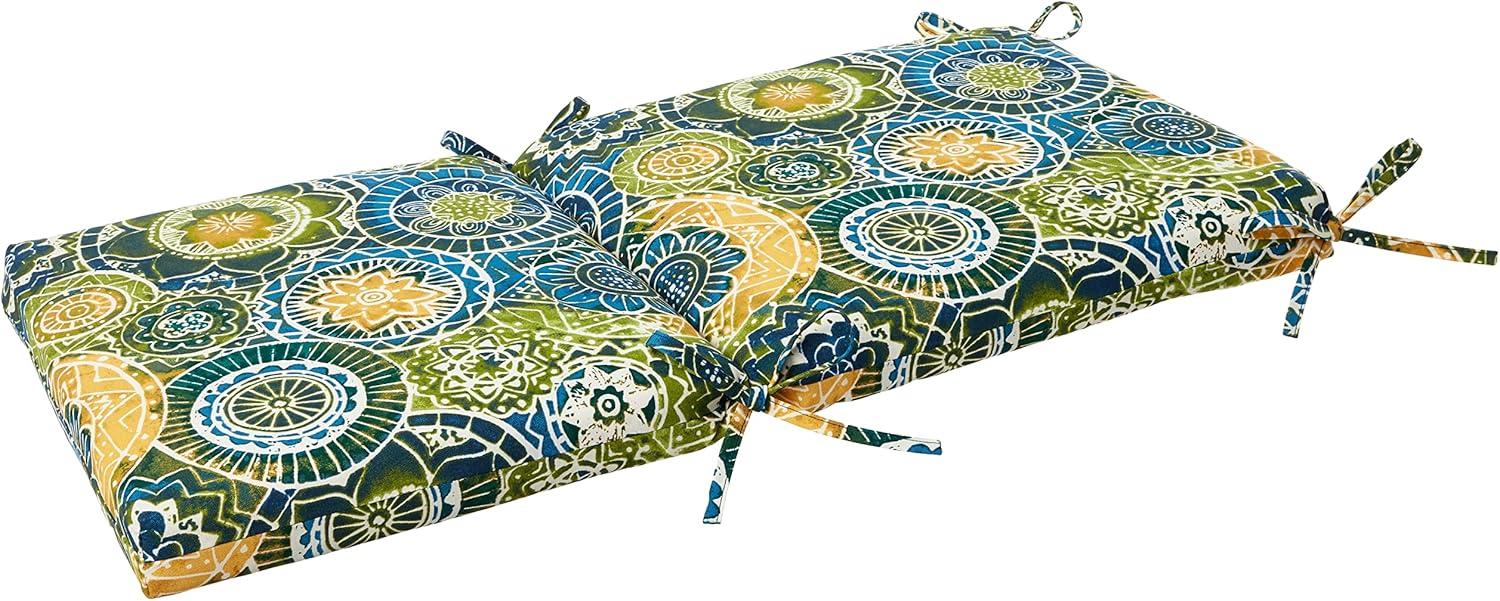 Watercolor Mandalas Outdoor Chair Cushion in Yellow, Blue, and Green