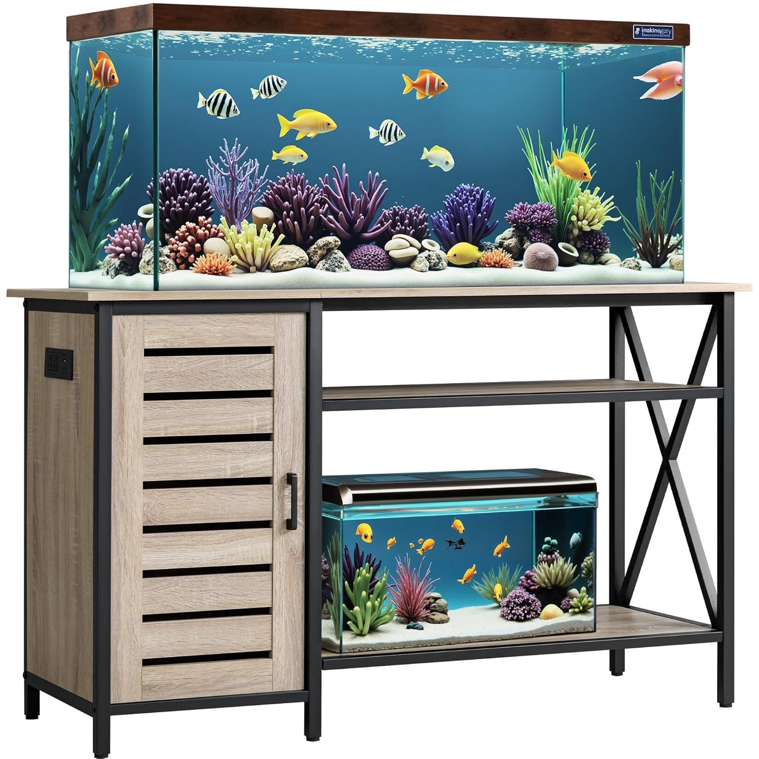 Tucker Murphy Pet™ Fish Tank Stand - 55-75 Gallon Wooden Aquarium Stand With Storage Cabinet For Fish Tank Accessories - 770 LBS Capacity, 51"X19.6"X35"H
