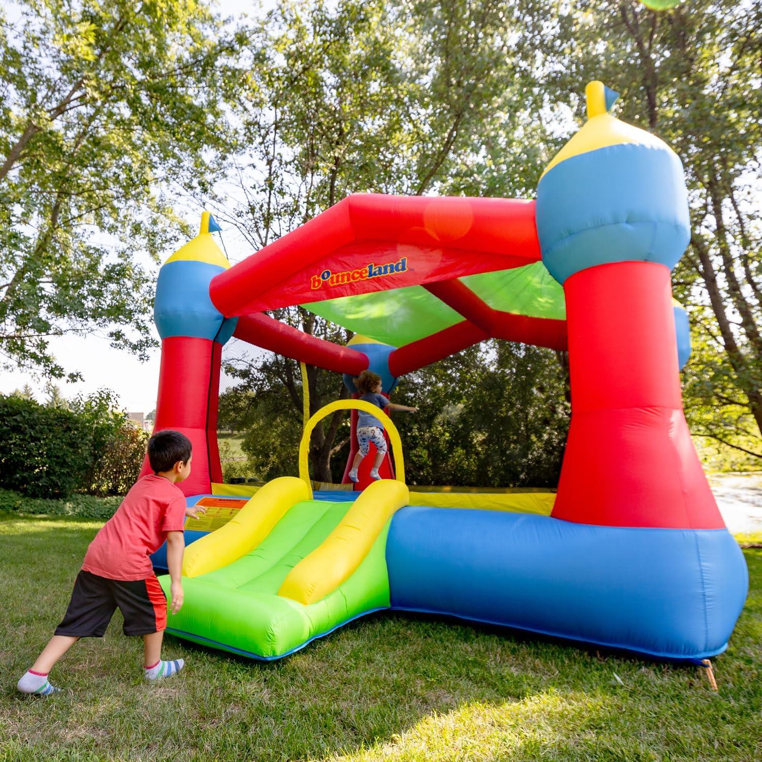 Colorful Inflatable Castle Bounce House with Slide and Blower