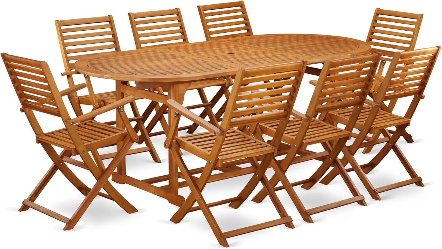 East West Furniture Wooden Patio Set Natural Oil, BSBS9CANA