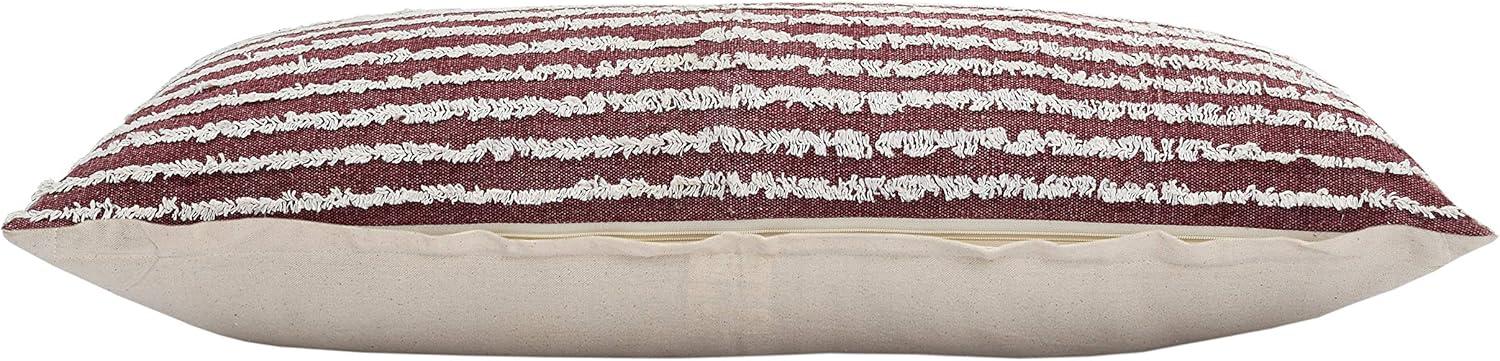 Merlot and Cream Cotton Lumbar Throw Pillow 14" x 36"