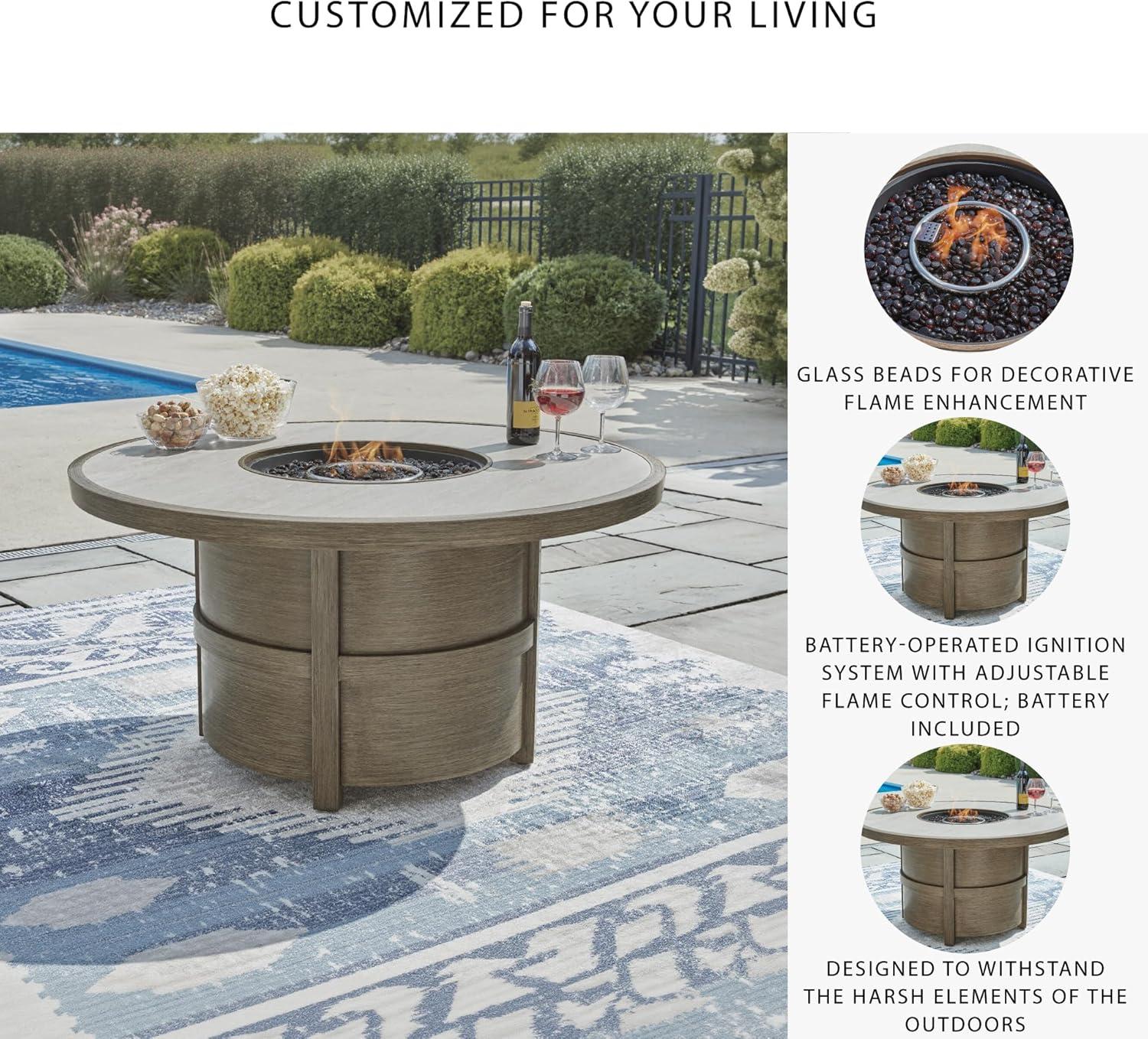 Signature Design by Ashley Rainier Ranch Beige Fire Pit Table