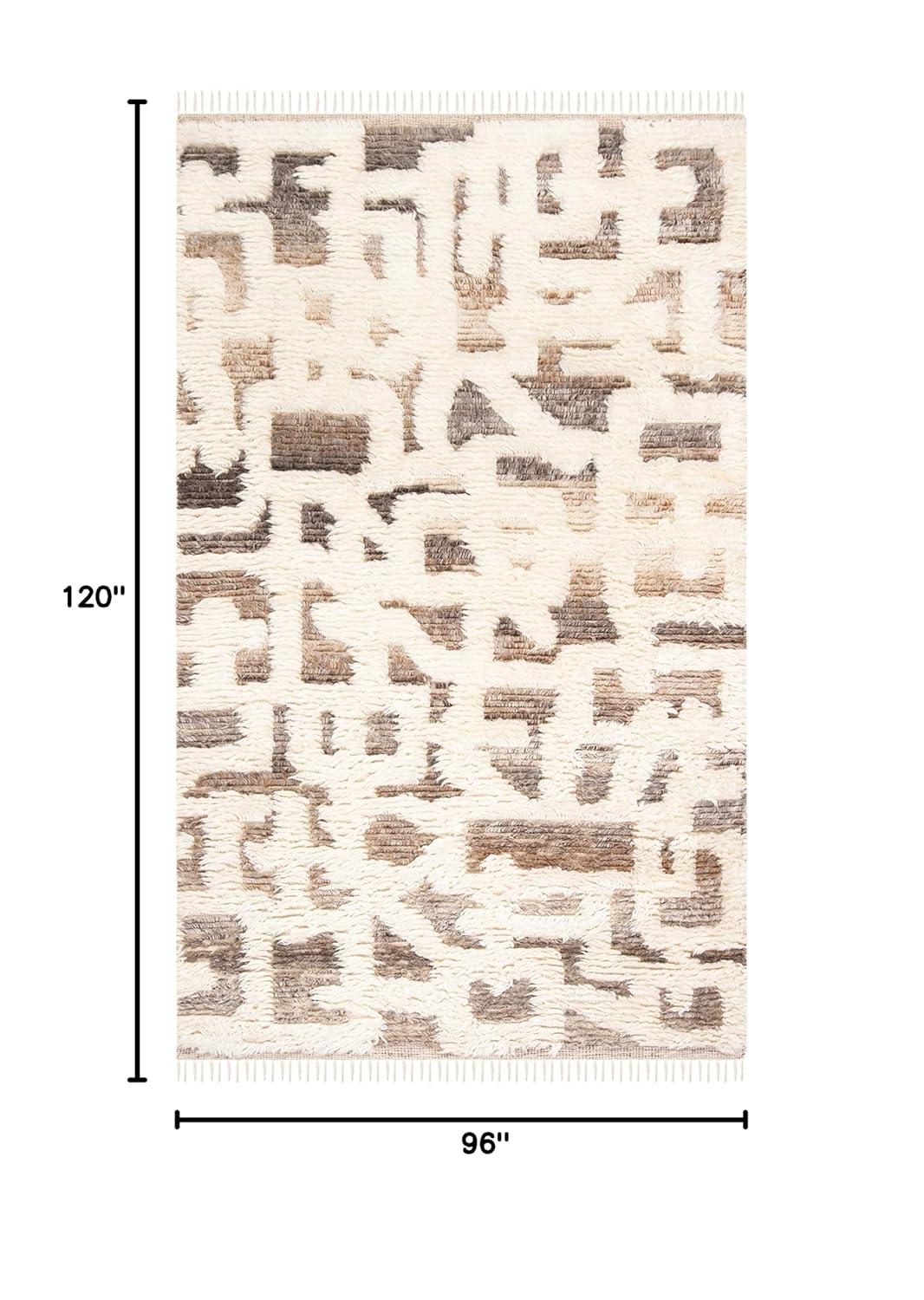 Manhattan MAN458 Hand Knotted Wool-Viscose Blend Area Rug - Ivory/Grey- 8' X 10' - Safavieh.