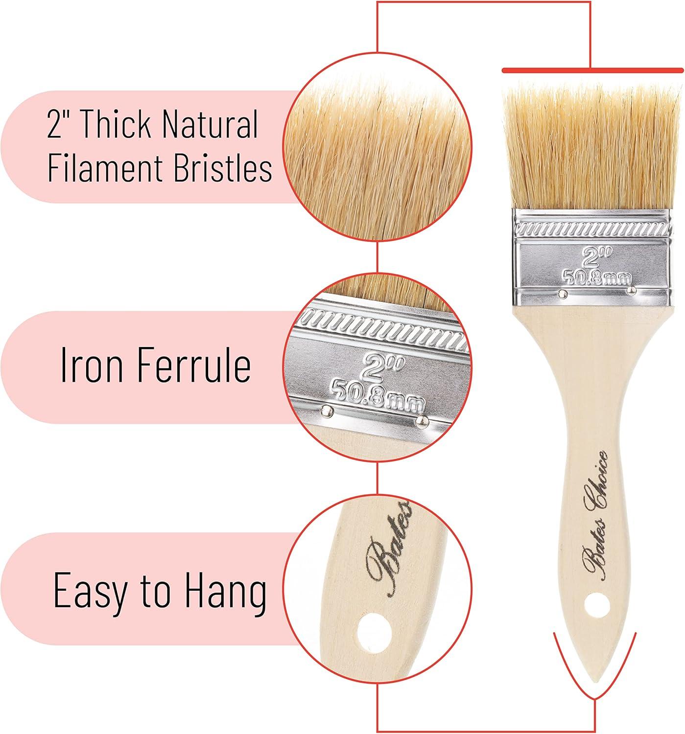 Bates- Chip Paint Brushes, 2 Inch, 9 Pack, Chip Brush, Brushes for Painting, Paint Brushes, 2 Inch Paint Brush, Stain Brushes for Wood, Natural Bristle Paint Brush, Chip Paint Brushes for Paint