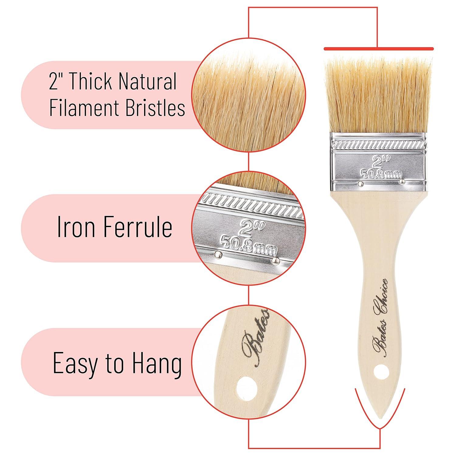 Bates- Chip Paint Brushes, 2 Inch, 9 Pack, Chip Brush, Brushes for Painting, Paint Brushes, 2 Inch Paint Brush, Stain Brushes for Wood, Natural Bristle Paint Brush, Chip Paint Brushes for Paint