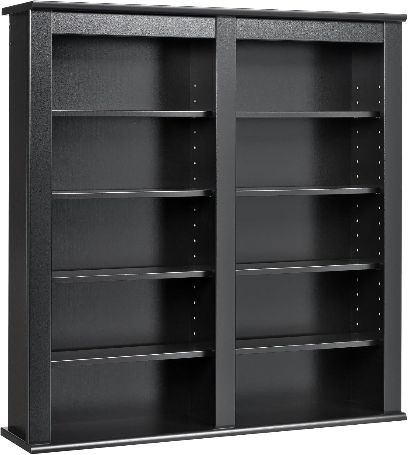 Prepac Double Floating Media Wall Storage in Cherry and Black